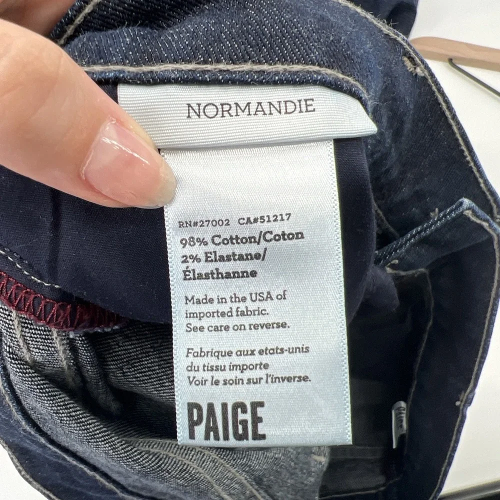 Paige Men Jeans Normandie Straight Leg Stretch Dark Wash Denim Blue Sz 34 38x31